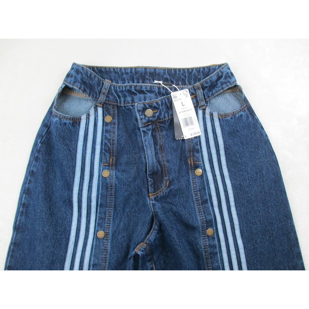 NEW Adidas x Ivy Park Pants Womens Large Blue Denim Snap Jeans Wide Leg Beyonce - Picture 5 of 13